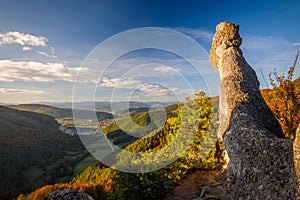 Colorful mountain landscape at sunset in autumn, The Sulov Rocks