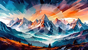 Colorful Mountain Range