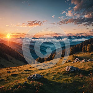 colorful mountain scenes from the Carpathians.