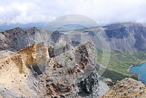 Colorful mountains beside Tianchi of Changbaishan