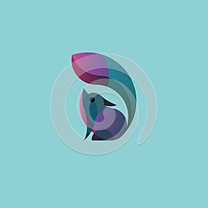 a colorful mouse logo with a long tail