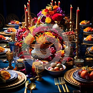 Colorful and Mouth-watering Banquet Table for Traditional Wedding Feast