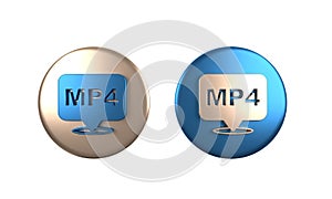 Colorful MP4 file document. Download mp4 button icon isolated on white background. MP4 file symbol. Circle button. 3D