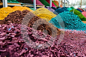 colorful mulch piles at a garden center