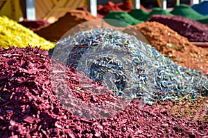 colorful mulch piles at a garden center