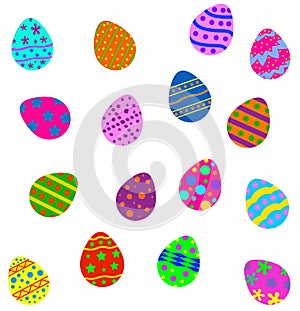 Colorful painted Easter eggs isolated on white