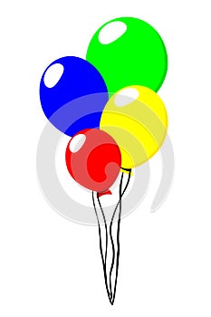 Colorful multicolored balloons. Bunch in flat style. Isolated on white background. Vector