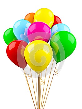 Colorful multicolored balloons isolated on white