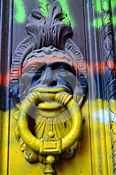 Colorful mural on the door knocker