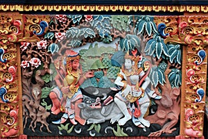 Colorful mural of Ramayana Hindu myth in Bali photo
