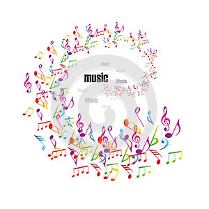 Colorful music background with clefs