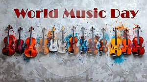 Colorful Music Instruments Celebrating World Music Day