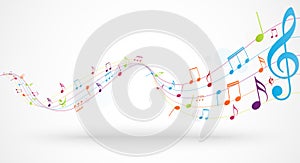 Colorful music notes background