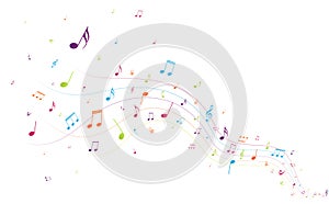 Colorful music notes background