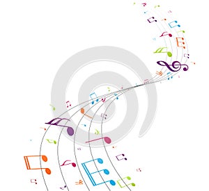 Colorful music notes background