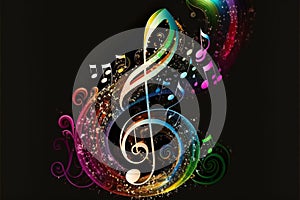 Colorful music notes background, abstract background