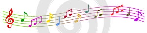 Colorful music notes background, musical notes - vector