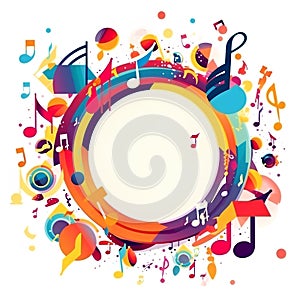 Colorful music notes background with space for your text. Vector illustration.