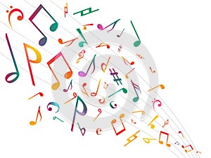 Colorful Music notes. Vector Illustration Abstract background.