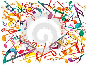 Colorful Music notes. Vector Illustration Abstract background.
