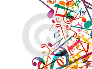 Colorful Music notes. Vector Illustration Abstract background.