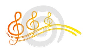 Colorful music notes with waves.