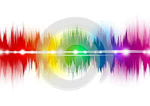 Colorful music sound waves on white background