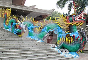 Colorful mythical dragon statue in Suoi Tien Amusement Park