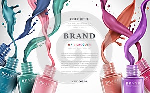 Colorful nail lacquer ads photo