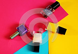 Colorful nail polish bottles