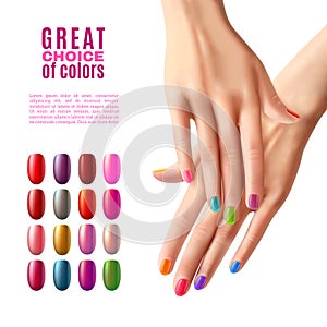 Colorful Nails Set Hands Manicure Poster