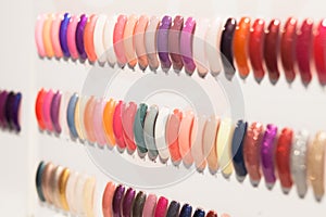 Colorful nails on shelves