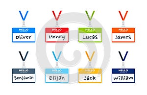 Colorful Name Tag Badges Vector Set for Personal Introduction or Identification