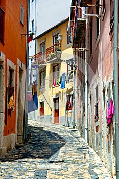 Colorful narrow portugal street