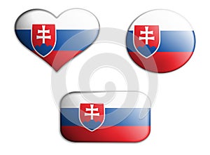 colorful national art flag of slovakia figures bottoms on a white background . concept collage. 3d illustration