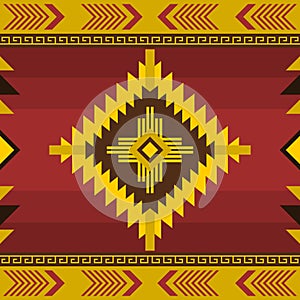 Colorful Native American Geometrical Illustration Pattern