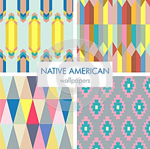 Colorful native american pattern set