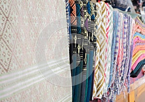 Colorful of native thai style silk and textiles pattern
