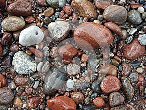 Colorful natural stones near sea, Lithuania