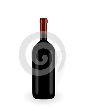 Colorful naturalistic closed 3D wine bottle without label. Vector Illustration