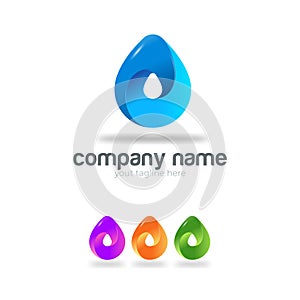 Colorful Nature water drop logo concept design