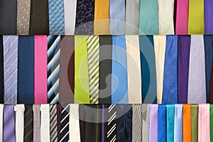 Colorful neckties hanging