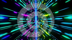 Colorful Neon light futuristic stream Data Communication flying into digital technologic animation 3D rendering