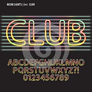 Colorful Neon Lights Alphabet and Digit Vector