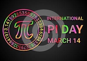 Colorful Neon sign Illustration of background for International Pi Day