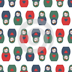 Colorful Nested doll seamless pattern.