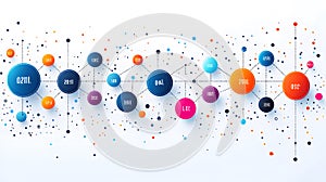 Colorful Network of Connected Circles and Dots connection
