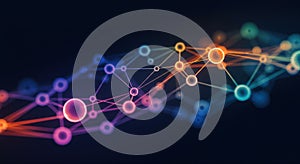 A colorful network of interconnected nodes forms an abstract design element