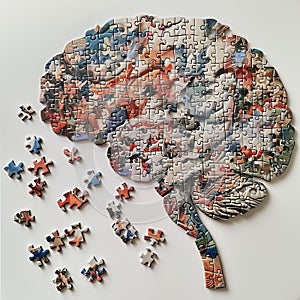 Colorful neurographic art design on a completed jigsaw puzzle