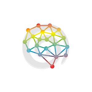 Colorful neuron brain logo template